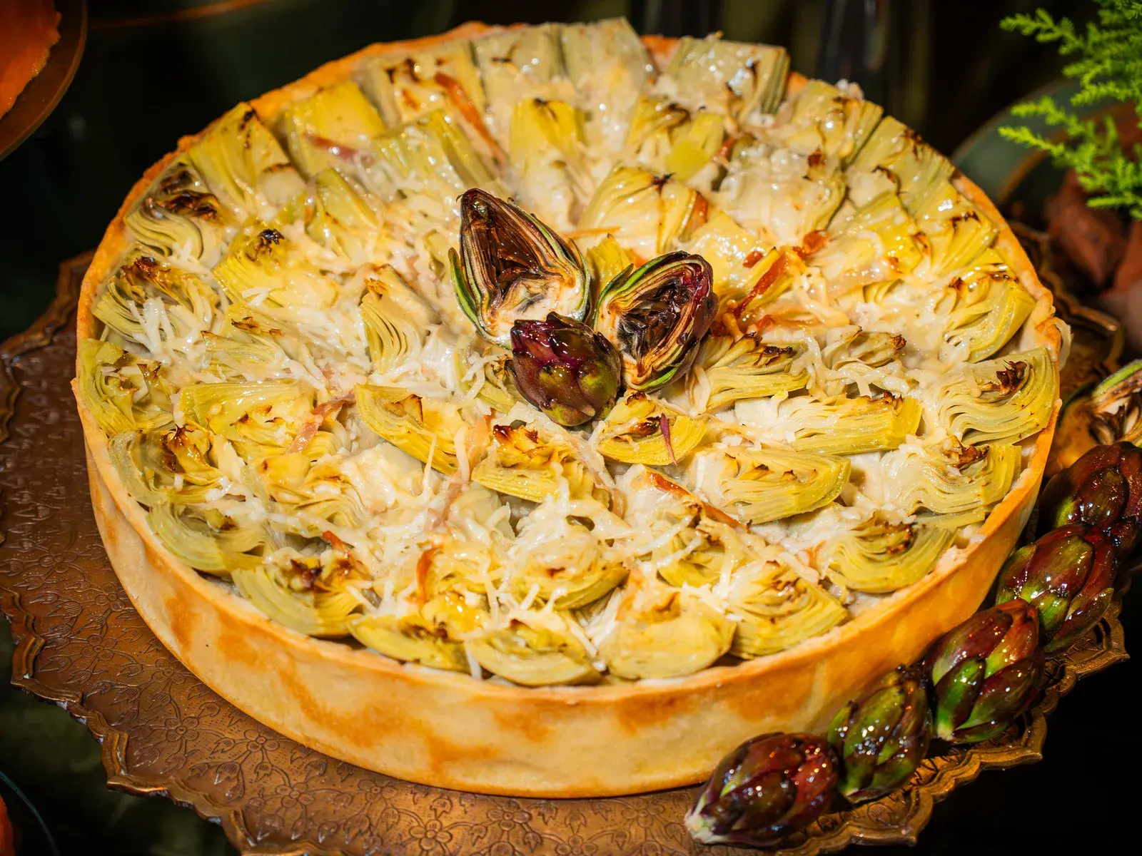 Torta de corações de alcachofra